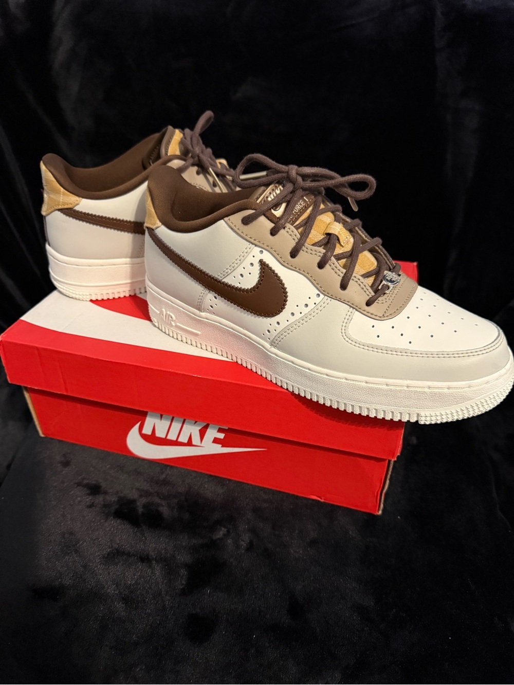 Nike Air Force 1 Low - Cream with Brown and Tan Accents 6.5 youth